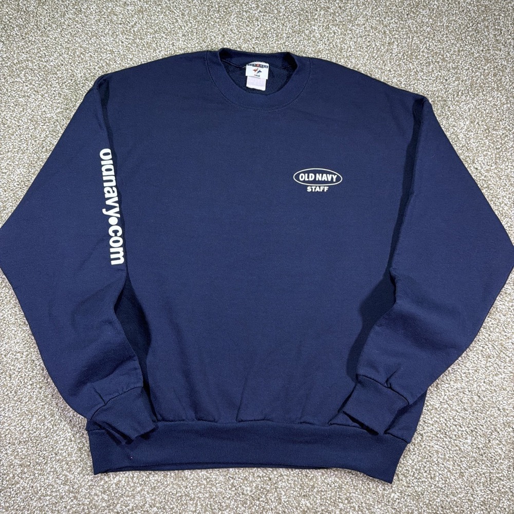 Vintage Old Navy Sweatshirt Staff 90s Size XL Navy Blue Essentials